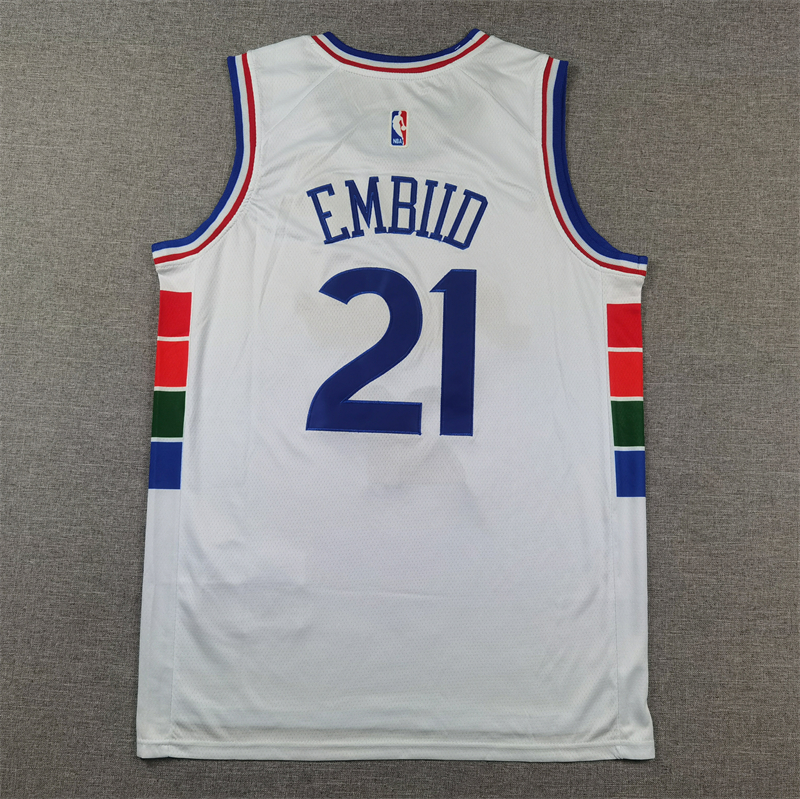Men Philadelphia 76ers 21 Embiid white 2024 2025 NBA jersey